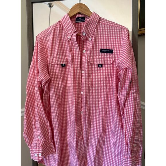 Simply Southern Button Down Shirt Pink Gingham XL - Picture 4 of 6